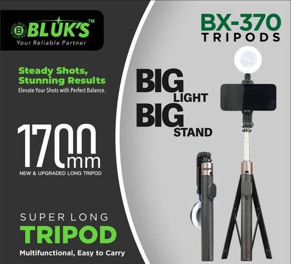BX-370 Extra Long 1700mm Selfie Stick + TriPod Stand